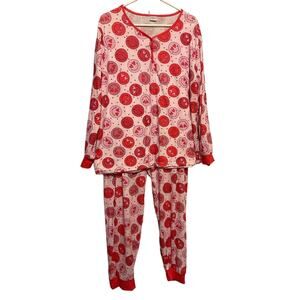 Smiley Hearts Pink Red Pajama Set Size XL